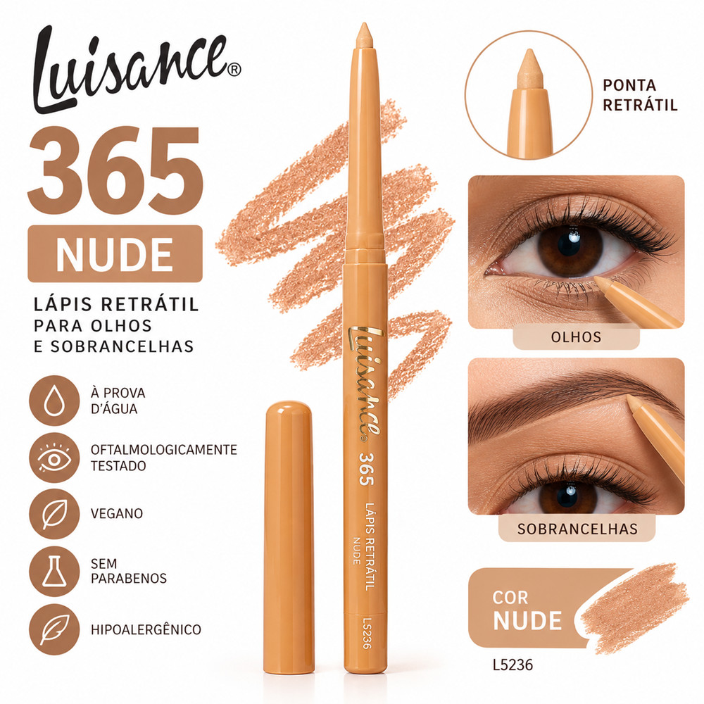Lápis de Olho Nude Retrátil Luisance 365 L5236 à Prova D'Água para Olhos e Sobrancelhas