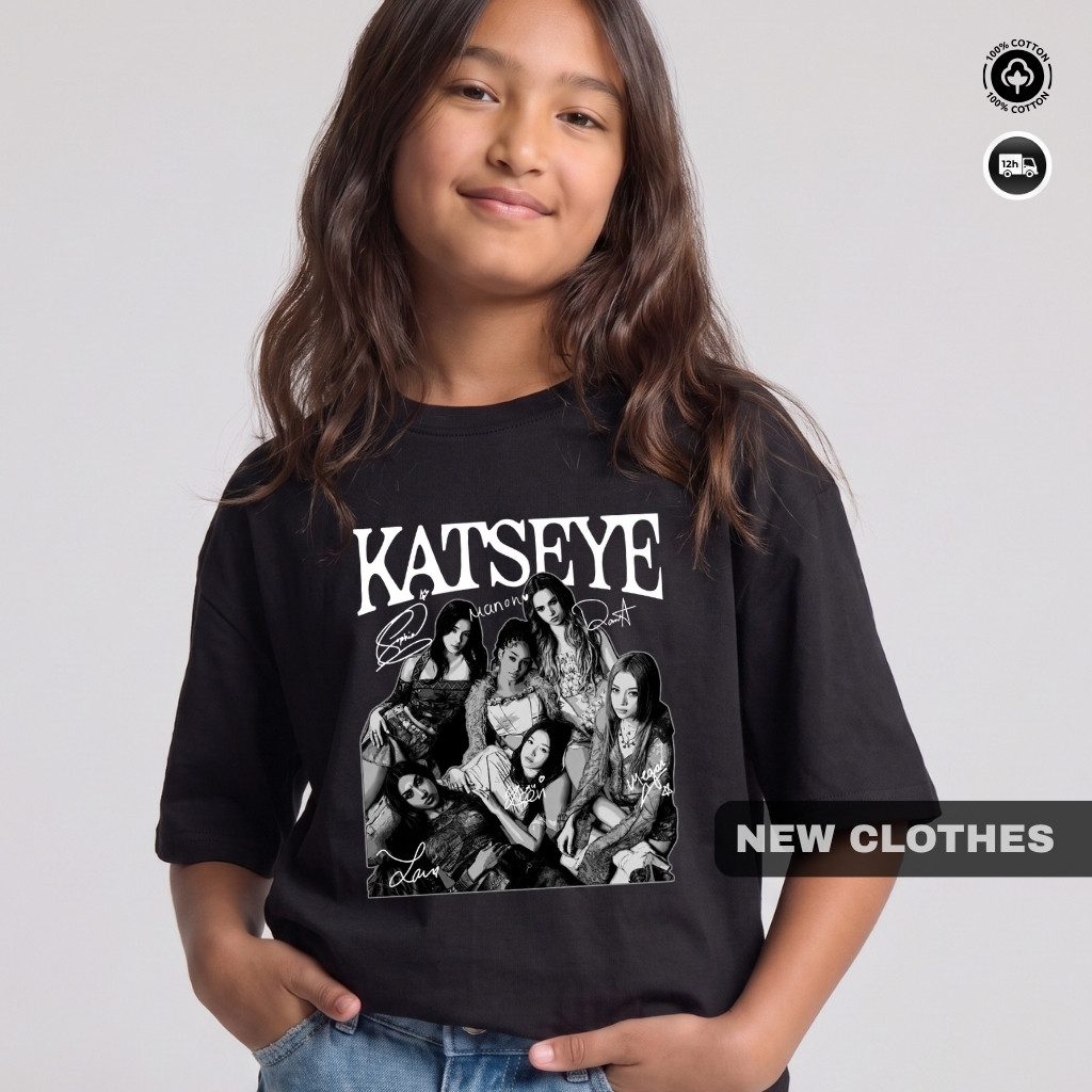 Camiseta Infantil Katseye Integrantes Menina Estilosa Autógrafos Banda Pop Aesthetic Y2K