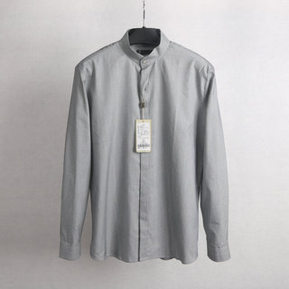Primavera outono roupas masculinas de manga comprida Millennium fino verificação algodão misturado gola alta camisa vers