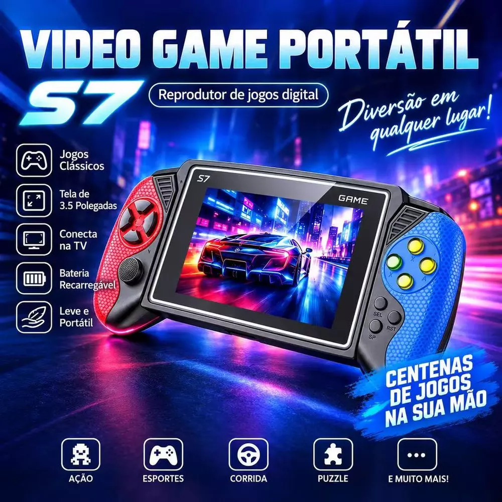 Console portátil S7 plus com tela de 3.2 polegadas Video Game Portátil