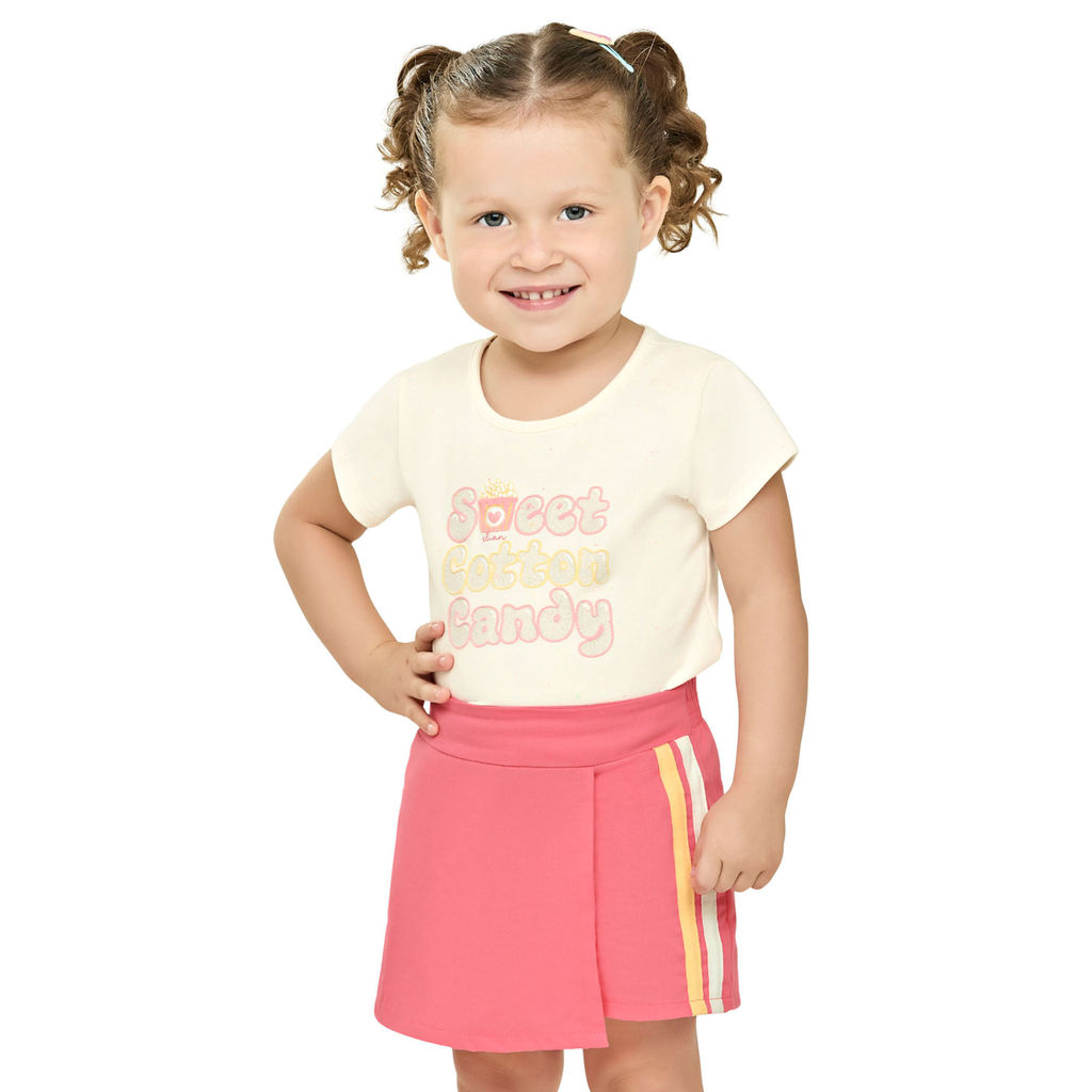 Conjunto Infantil Menina Com Presilha Elian Bege