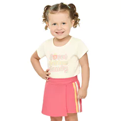 Conjunto Infantil Menina Com Presilha Elian Bege