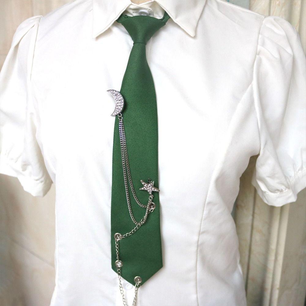 Gravata Pré-Amarrada SUBEI , Uniforme JK Vintage Estilo Feminina Ajustável Com Corrente Estrela