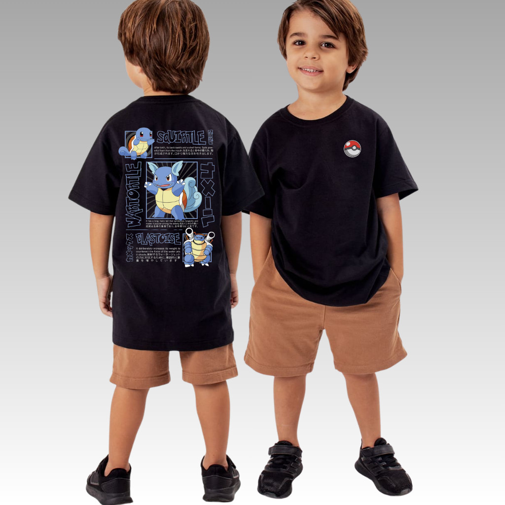 Camiseta Pokémon Squirtle Infantil Algodão Evoluções  Camiseta infantil tam 2 ao 14 streetwear