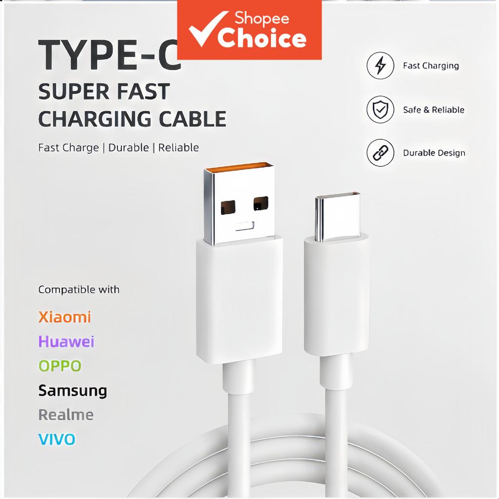 Cabo De Carga Rápida Turbo Power 6A 67W 55W 33W 30W Dados Branco Para Smartphones