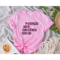 Camiseta Outubro Rosa Feminina 100%Algodão Premium Nova Coleção