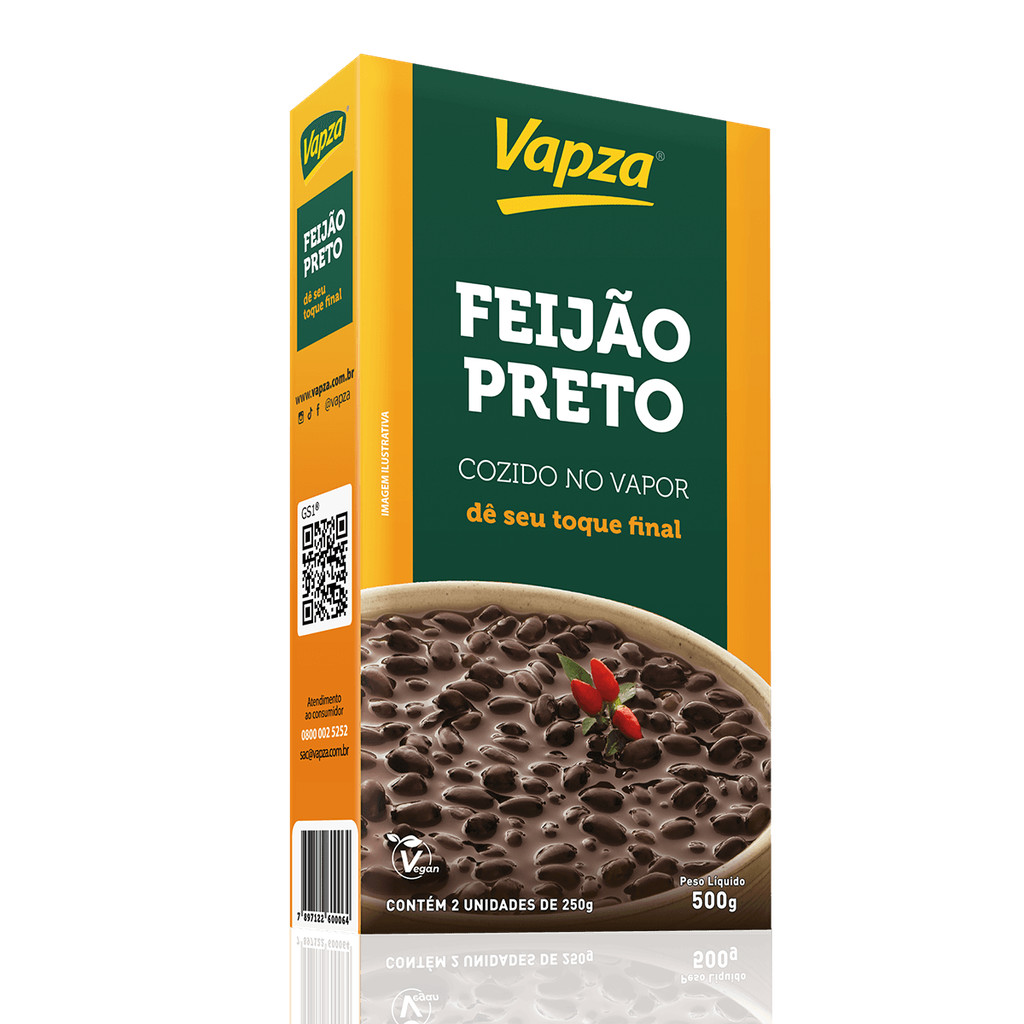 Feijão Preto Cozido no Vapor 500G Vapza