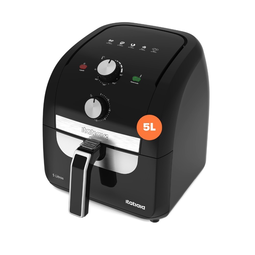 Air Fryer Itatiaia 5L 127V Designer Moderno, Maior Tamanho e Facilidade no Dia a Dia