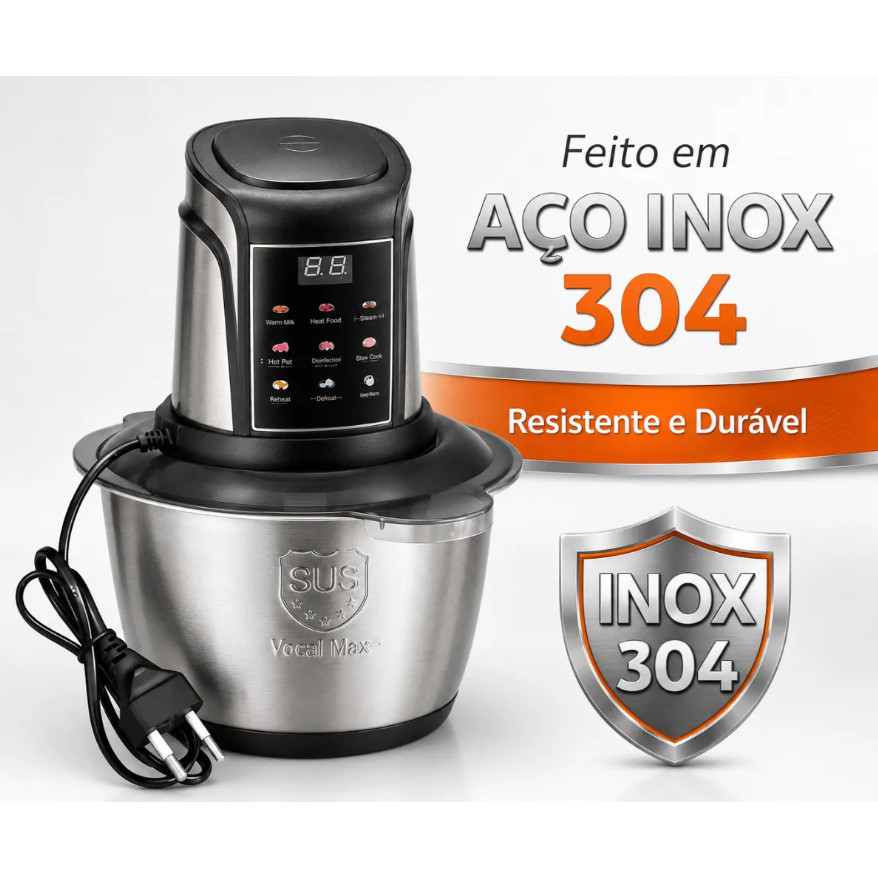 Processador de Alimentos 1200W Elétrico – Triturador e Moedor para Carne, Legumes, Temperos e Alimentos