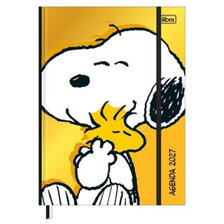 Agenda Costurada Snoopy 2027 Dourada - Tilibra