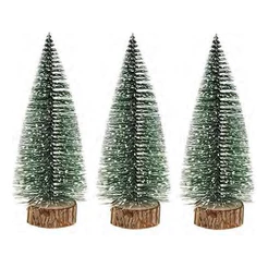 3 Mini Árvore De Mesa Nevada Ou Dourada Enfeite Decoração Festa Natal