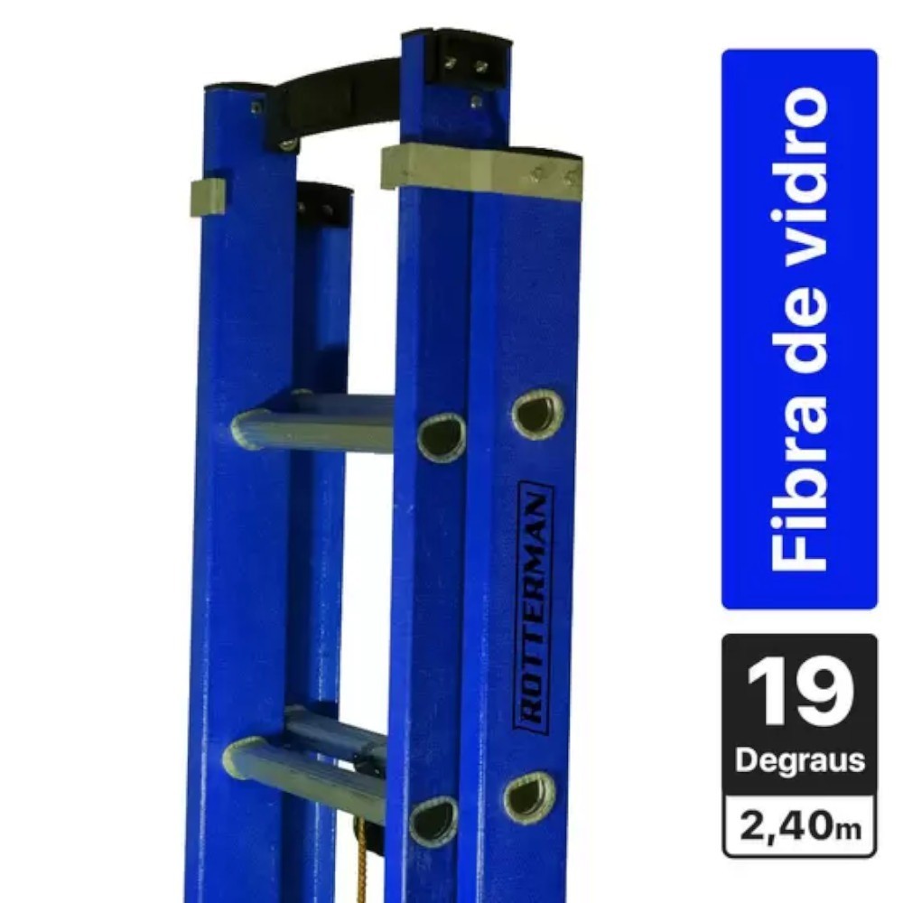Escada de fibra de vidro extensível 3,5 x 5,9 m - Rotterman