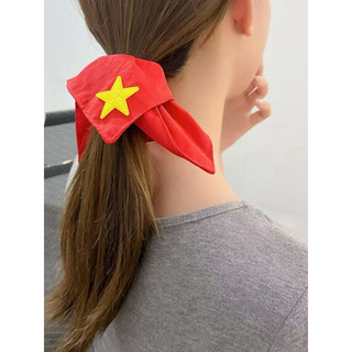 Novo estilo vermelho Scrunchy anel de cabelo lenço quadrado rabo de cavalo corda de cabelo acessórios para o cabelo Fest
