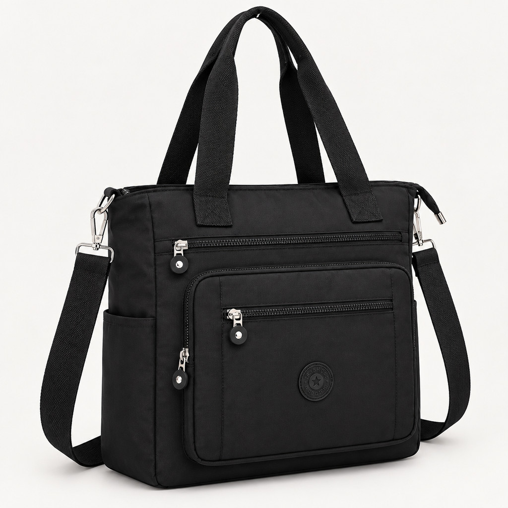 Bolsa Feminina Tote Transversal de Ombro em Nylon Média p/ Trabalho Escolar Faculdade