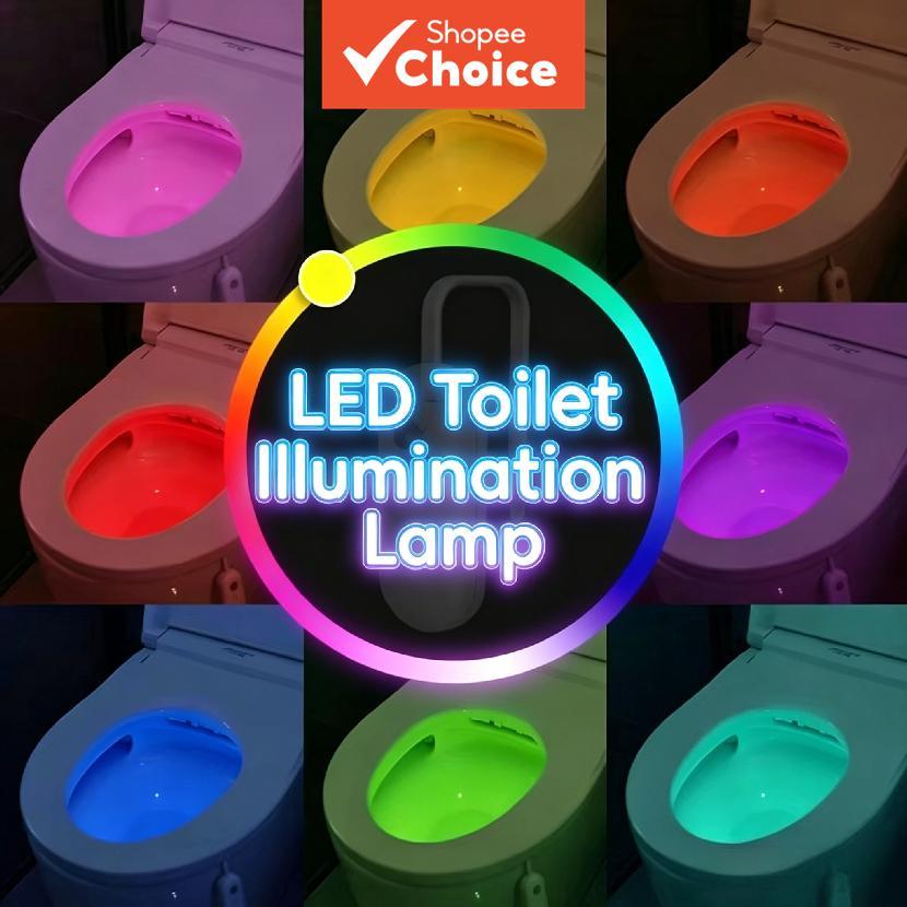 Luz noturna para banheiro com sensor de movimento recarregável via USB, lâmpada de vaso sanitário LED que muda de cor