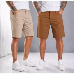 KIT 2 Bermuda Sarja Masculino Slim Brim Premium para Homens Modernos