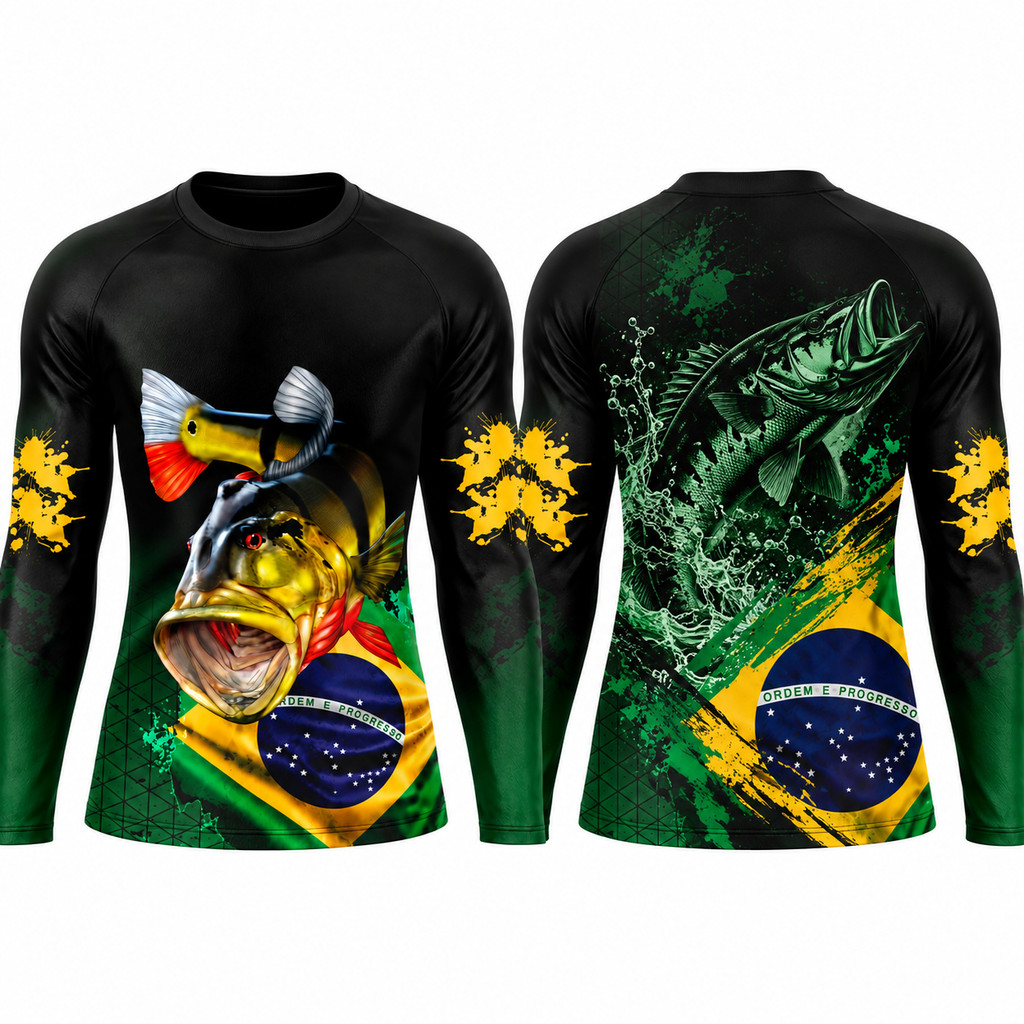 Camisa Blusa Manga Longa Camiseta de Pesca Tucunaré