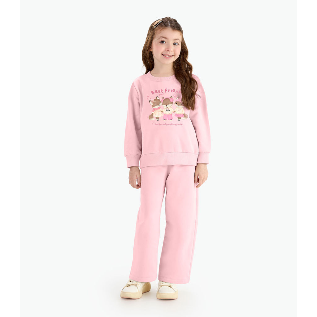 Conjunto Blusão Com Calça Feminina Rovi Kids Rosa