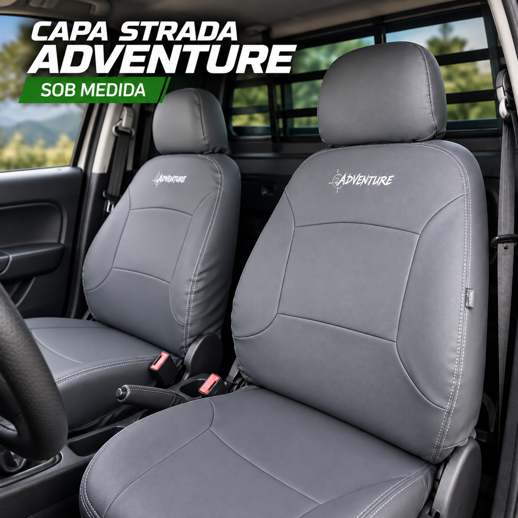 Capa Banco Fiat Strada Adventure 2009-2013 Couro Impermeável Sob Medida Jogo Completo