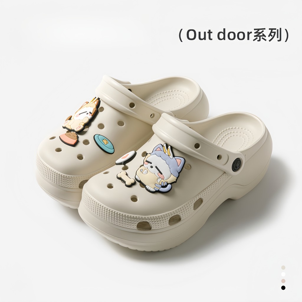 Buraco sapatos femininos exterior Wear 2026 novo estilo de sola grossa confortável aumentando sandálias antiderrapantes 