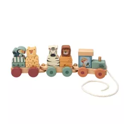 Brinquedo Montessori Bebê Madeira Trem Interativo Blocos de Empilhar e Puxar Wooden Maxi Baby