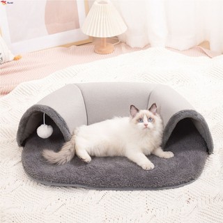 Túnel De Cama De Gato Fofo-Almofada De Pelúcia Espessada Para Dormir No Inverno