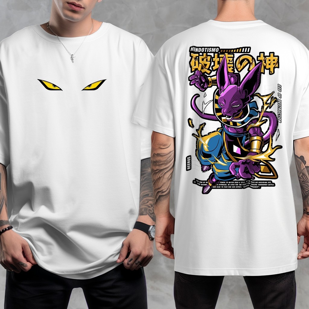 Camiseta unissex nova de 2026, 100% algodão, estampada com o personagem Beerus (personagem de anime), modelagem solta.