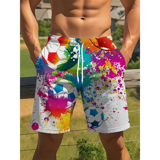Colorido Graffiti paixão brasil futebol impressão masculina na moda padrão geométrico Shorts esportivos verão respirável
