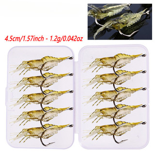 50 unidades de iscas artificiais de PVC, 4,5 cm, imitação de camarão com anzol, para pesca em água doce e salgada, ideal