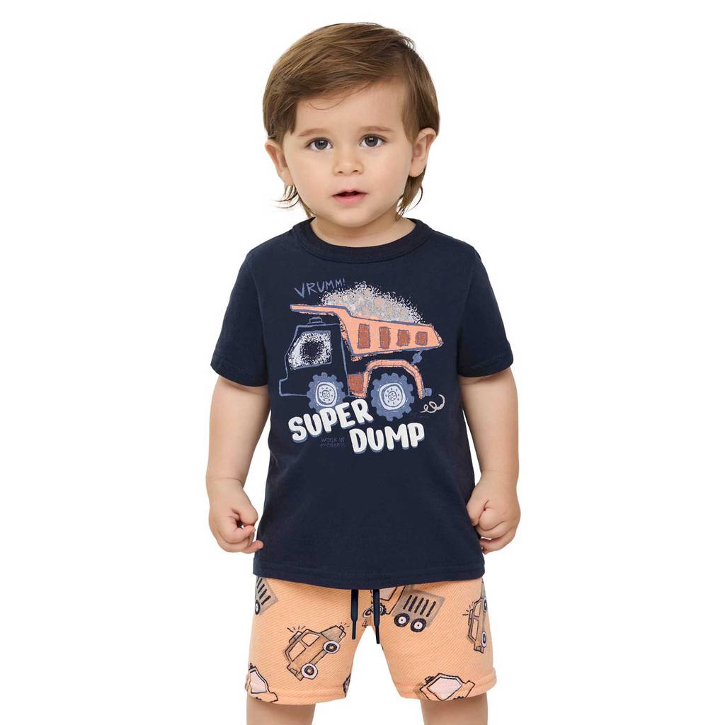 Conjunto Bebê Menino Caminhão Estampado Elian Azul