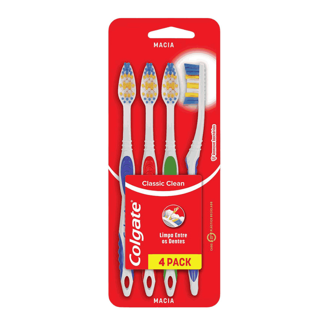 Escova Dente Colgate Classic Clean Macia 4un