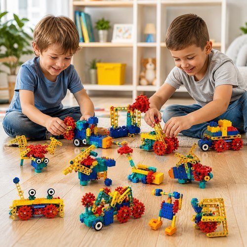 Brinquedo Eletrônico Montar 344 Peças XDX Engrenagens Mecanismos Robôs Veículos Educativo