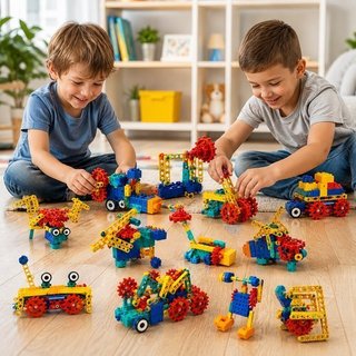 Brinquedo Eletrônico Montar 344 Peças XDX Engrenagens Mecanismos Robôs Veículos Educativo