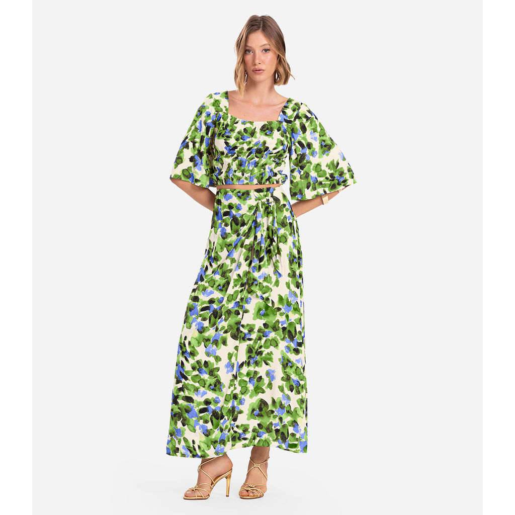 Saia Longa Estampada Endless Verde