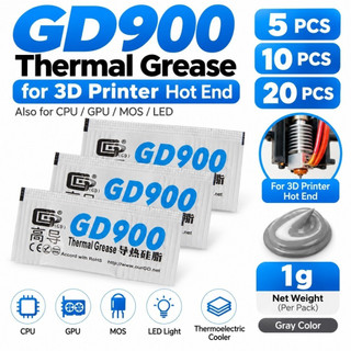 Pasta Térmica GD900 1g 5/10/20un. Graxa Condutiva de Calor para Hotend de Impressora 3D, CPU e GPU