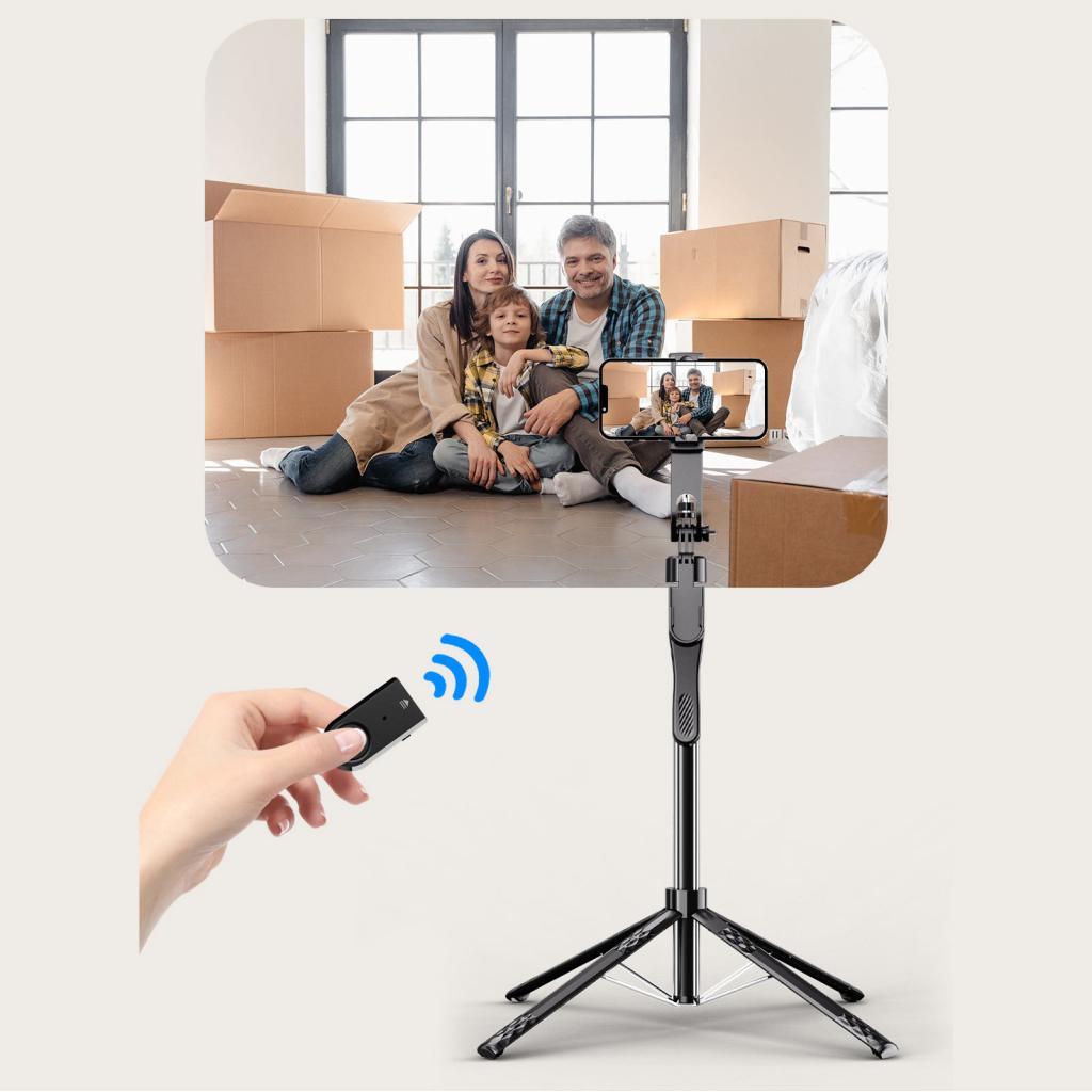 Bastão de selfie 185cm extensível de alumínio anti-vibração bt controle remoto quadripé de telefone para android 4.22