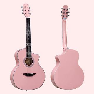 Guitarra Rosa Genuína Branca363840Polegada guitarra Folk iniciantes iniciantes mais vibração elétrica caso folheado guit