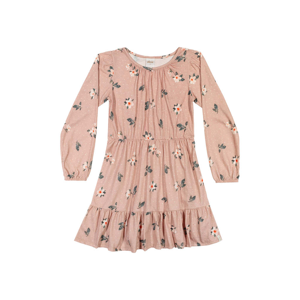 Vestido Infantil Menina Floral Manga Longa Elian Rosa