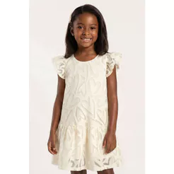 Vestido Infantil Menina Tule Corações Elian Bege