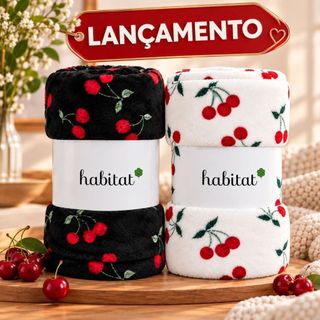 Manta Microfibra Cobertor Cama Casal Queen Toque Super Macio Aveludado Cerejas Habitat