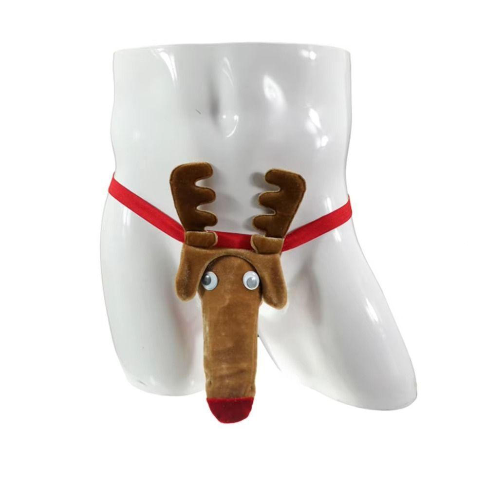 Cuecas com nariz de elefante, cuecas masculinas de rena de Natal, cuecas criativas com abertura na parte traseira, cueca