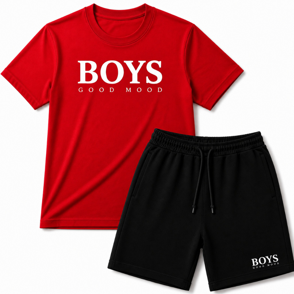 Conjunto Infantil Masculino Boys Camisa e Bermuda Preta Roupa Infantil Menino Algodão Conjunto Verão