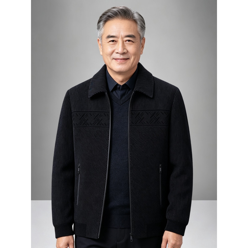 2026 primavera outono novo estilo de meia-idade idosos lapela Chenille jaqueta pai Wear negócios Casual jaqueta solta