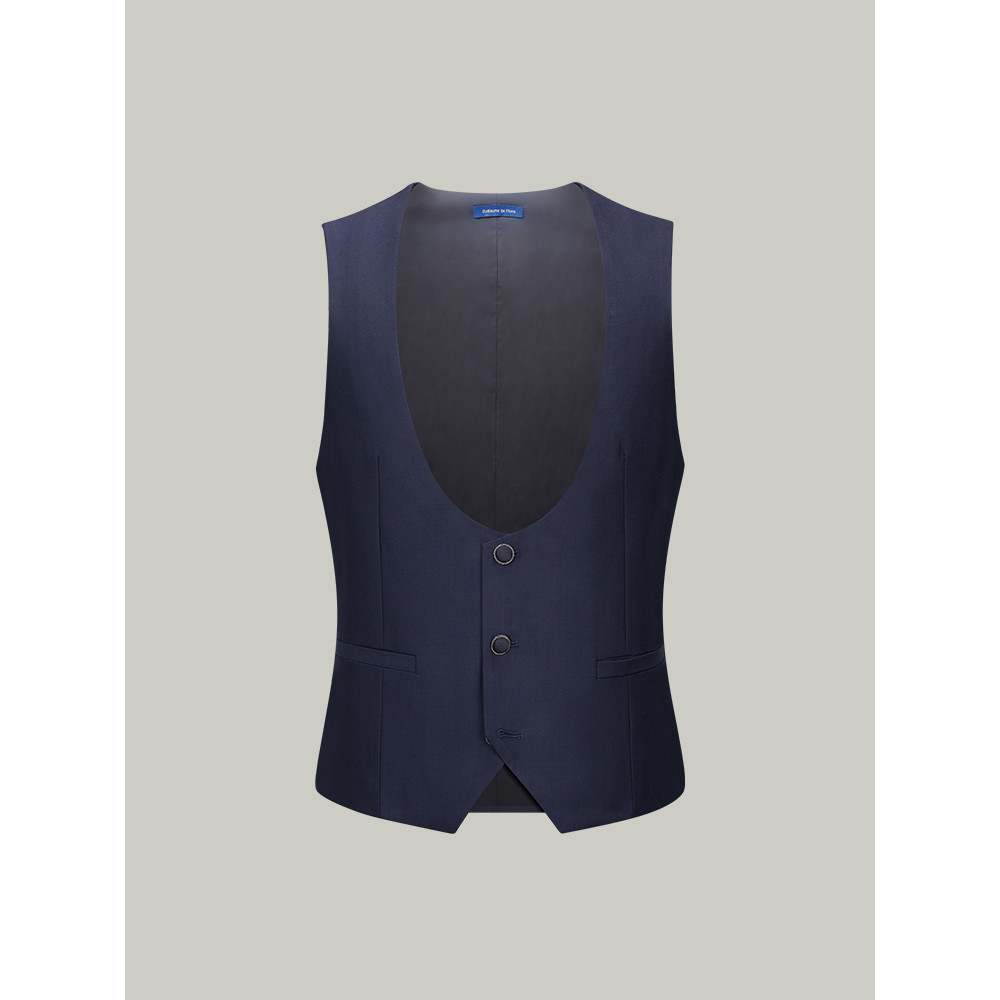 Aojia colete textura de lã masculino vestido de banquete de casamento estilo formal colete formal azul marinho terno col