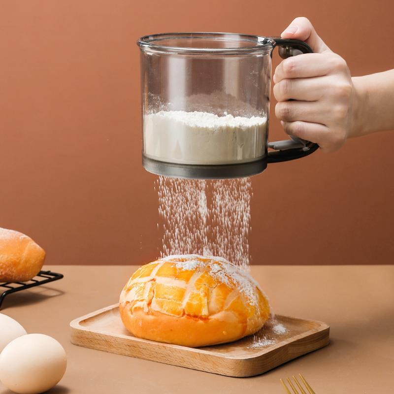 Peneira de aço inoxidável ultrafina, peneira de farinha, malha semiautomática portátil, cozimento redondo, copo de açúca
