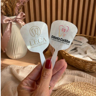 Espelho De Mão Personalizado MINI 10un GLOW Em Acrílico Com Impressão UV E Premium Para Clínica Brindes Lembrancinha