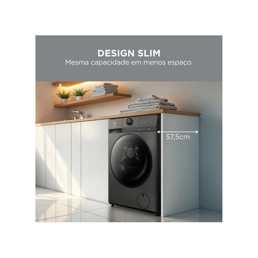 Lava e Seca Midea Slim 11kg HealthGuard Smart Inverter Água Fria e Quente Titanium — imagem 2 de 2