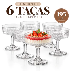 Conjunto 6 Taças De Vidro 195ml - Para Sobremesas Decoração Taça de Sobremesa