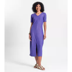 Vestido Midi Ribana Canelada Lurex Rovitex Roxo