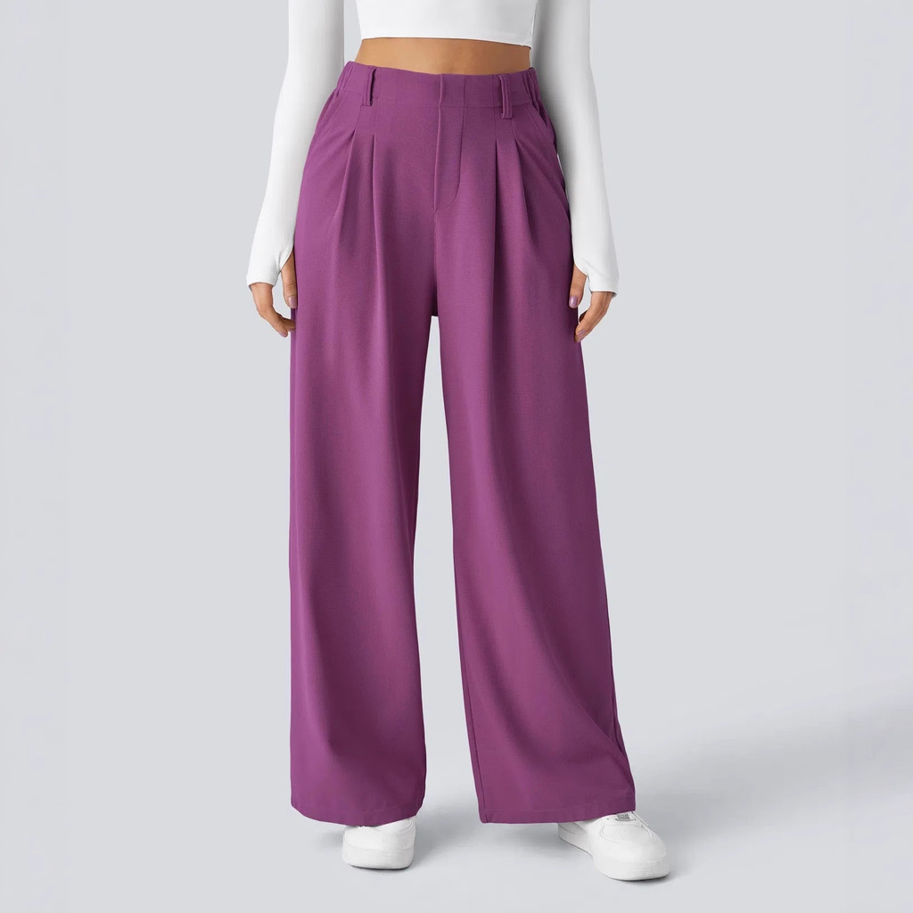 Calças femininas de cintura alta, com caimento fluido, para esporte e lazer, modelagem solta e elegante, versáteis, calç